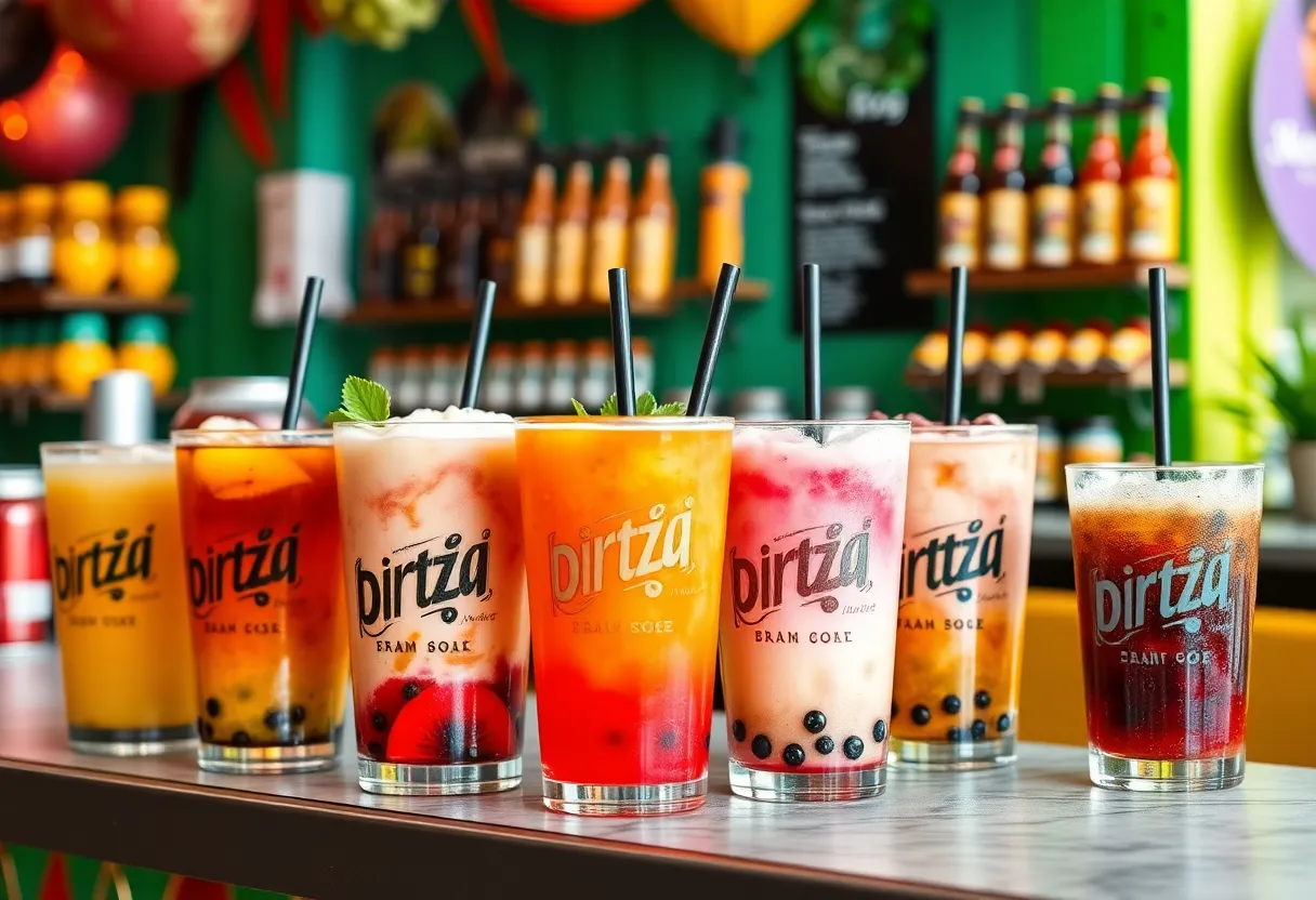Variety of colorful dirty soda beverages from Swig