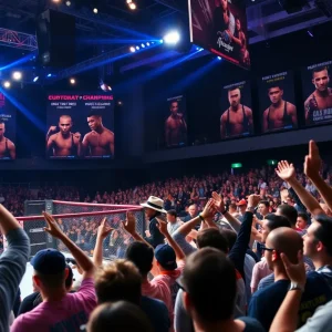 UFC 318 fight night atmosphere with cheering fans