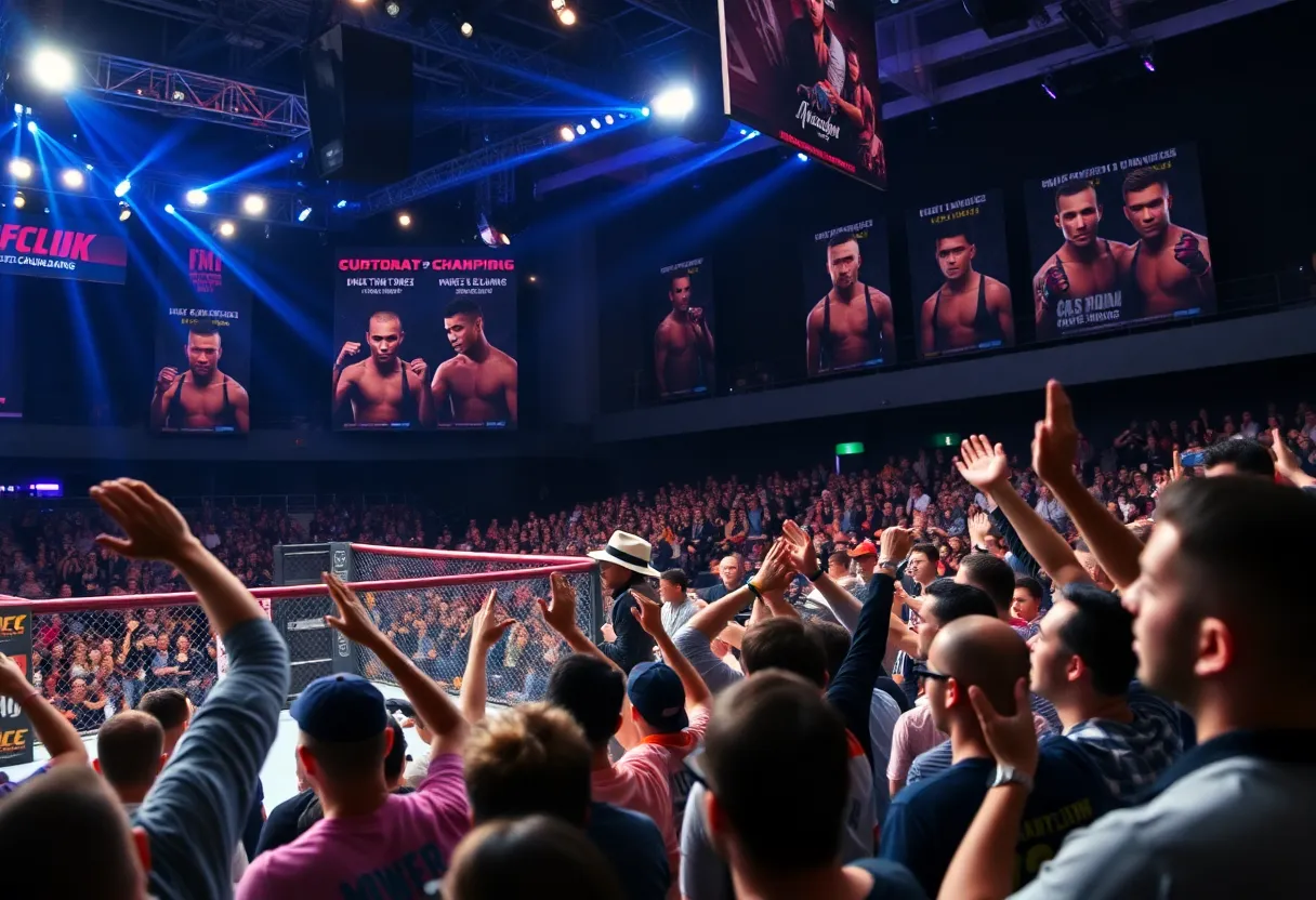 UFC 318 fight night atmosphere with cheering fans