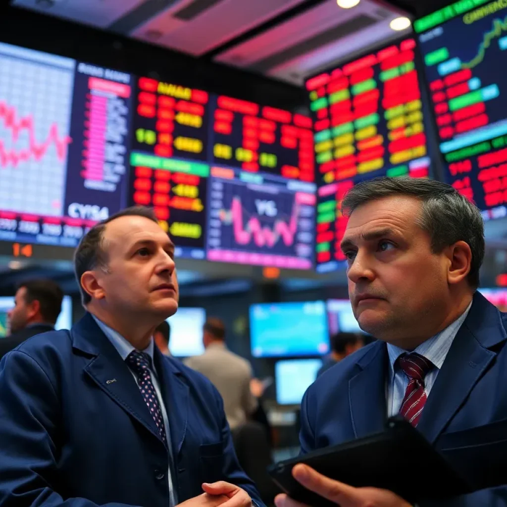 Traders monitoring stock market screens during market volatility.