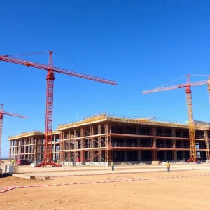 Construction site for a large AI data center in Holly Ridge, Louisiana.