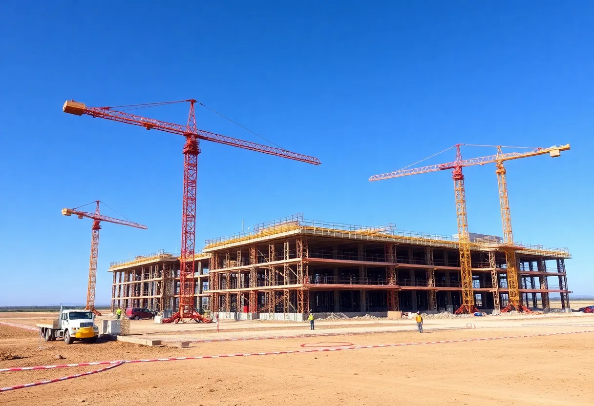 Construction site for a large AI data center in Holly Ridge, Louisiana.
