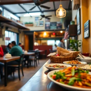Alma Cafe dining area in Mid-City featuring Honduran dishes.