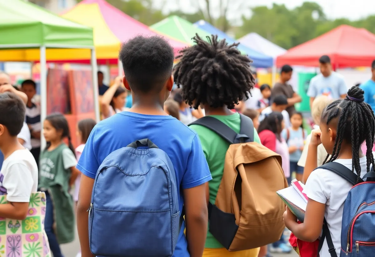 Families participating in back-to-school events in New Orleans