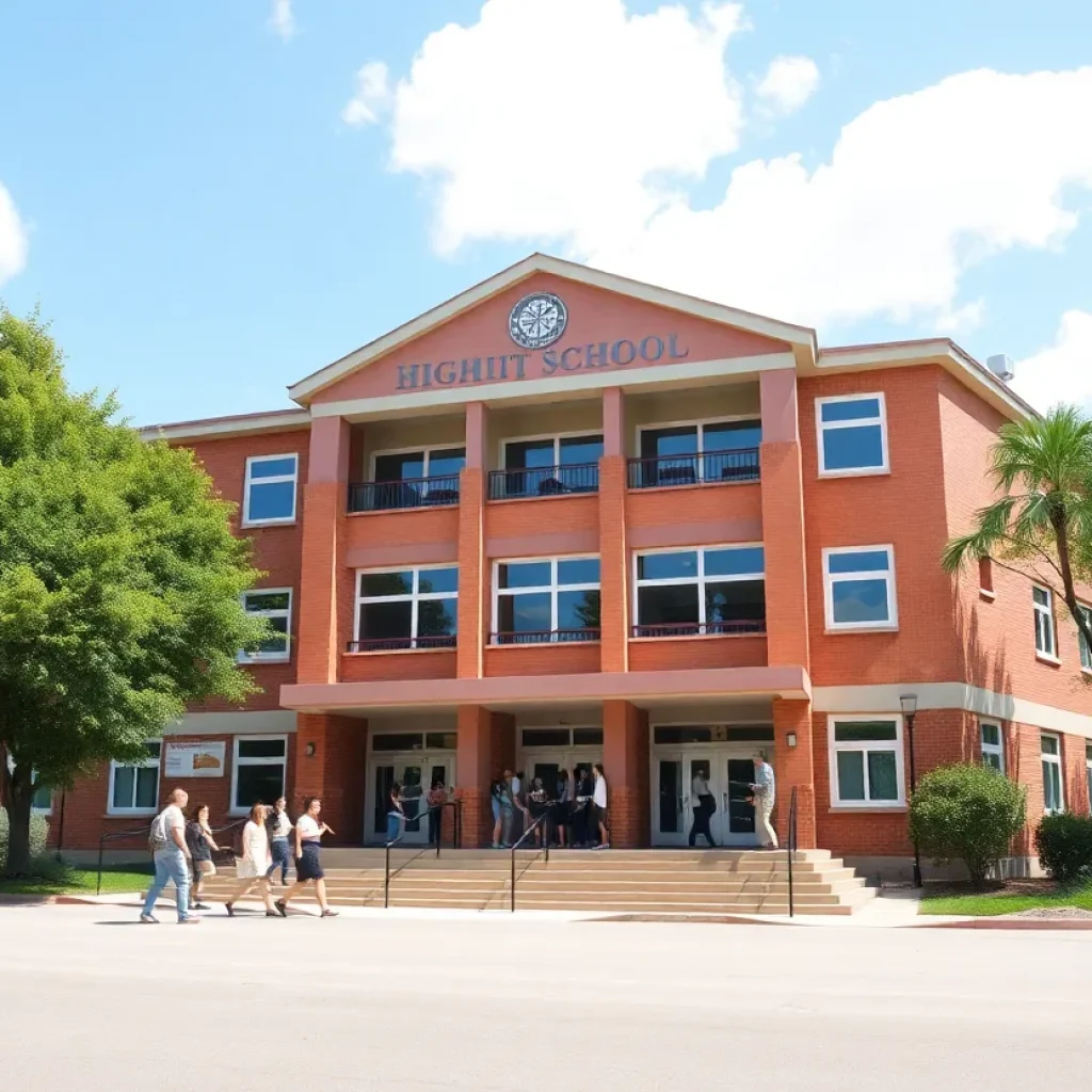 Exterior view of Benjamin Franklin High School in New Orleans