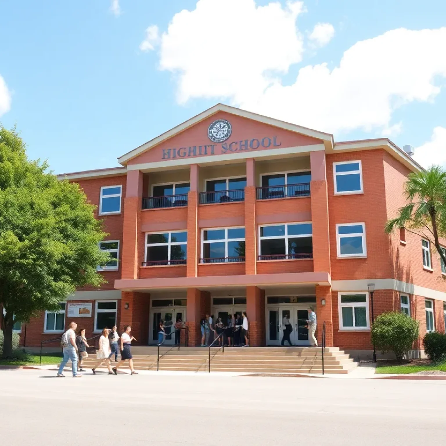 Exterior view of Benjamin Franklin High School in New Orleans
