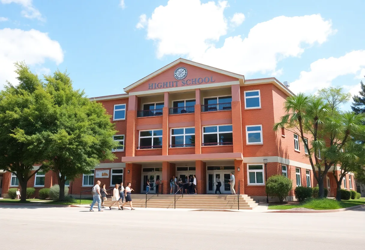 Exterior view of Benjamin Franklin High School in New Orleans