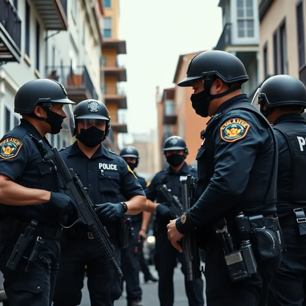 Birmingham police officers conducting an operation in New Orleans