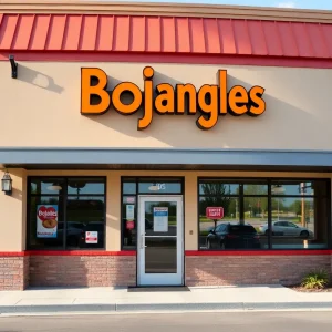 Exterior view of the new Bojangles restaurant in Albany, Louisiana.