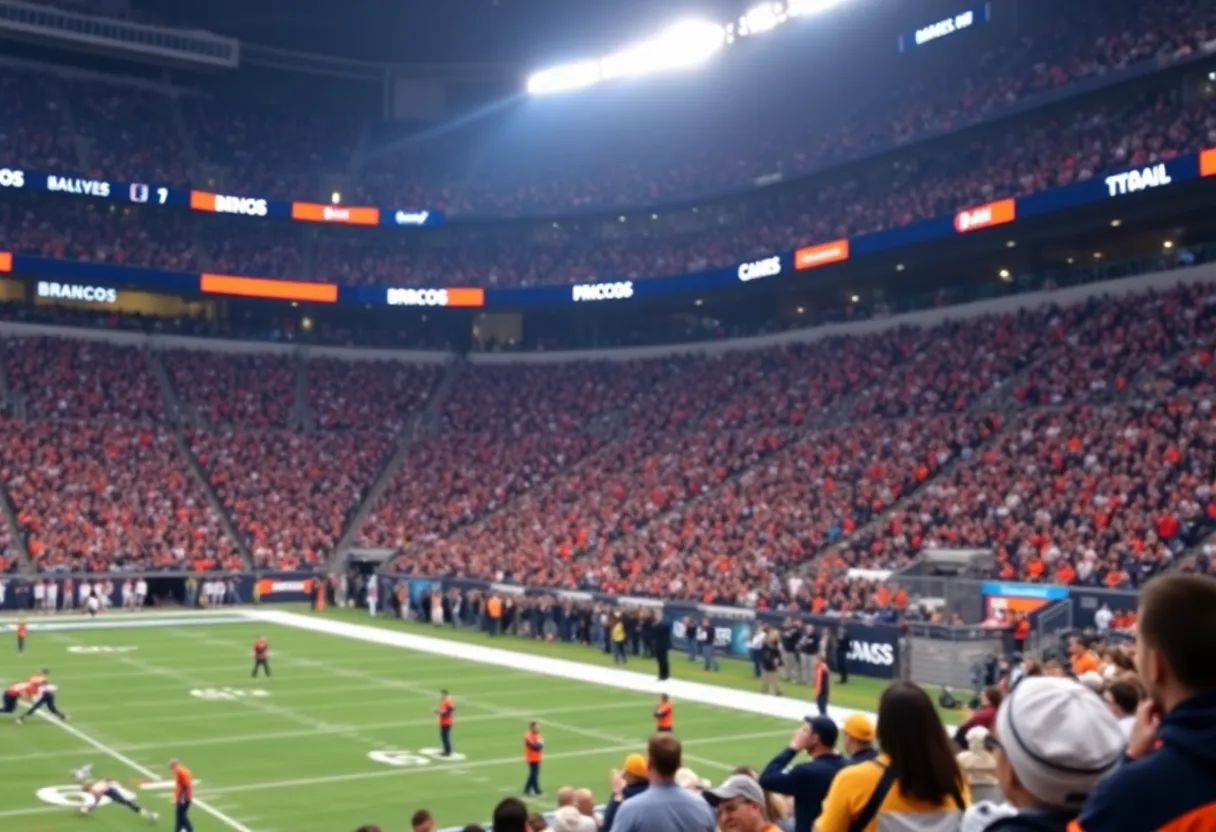 Football game between the Denver Broncos and New Orleans Saints at the Caesars Superdome