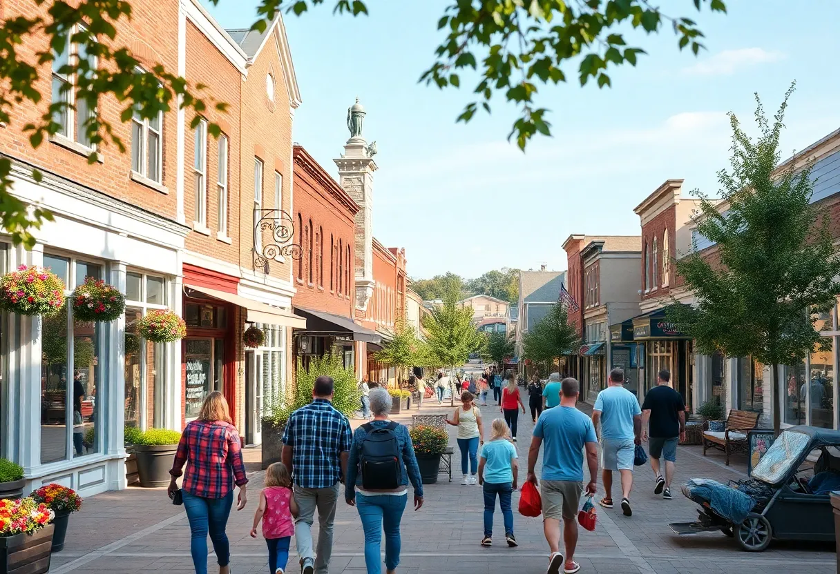 Revitalized downtown area of Bunkie, Louisiana with shops and attractions