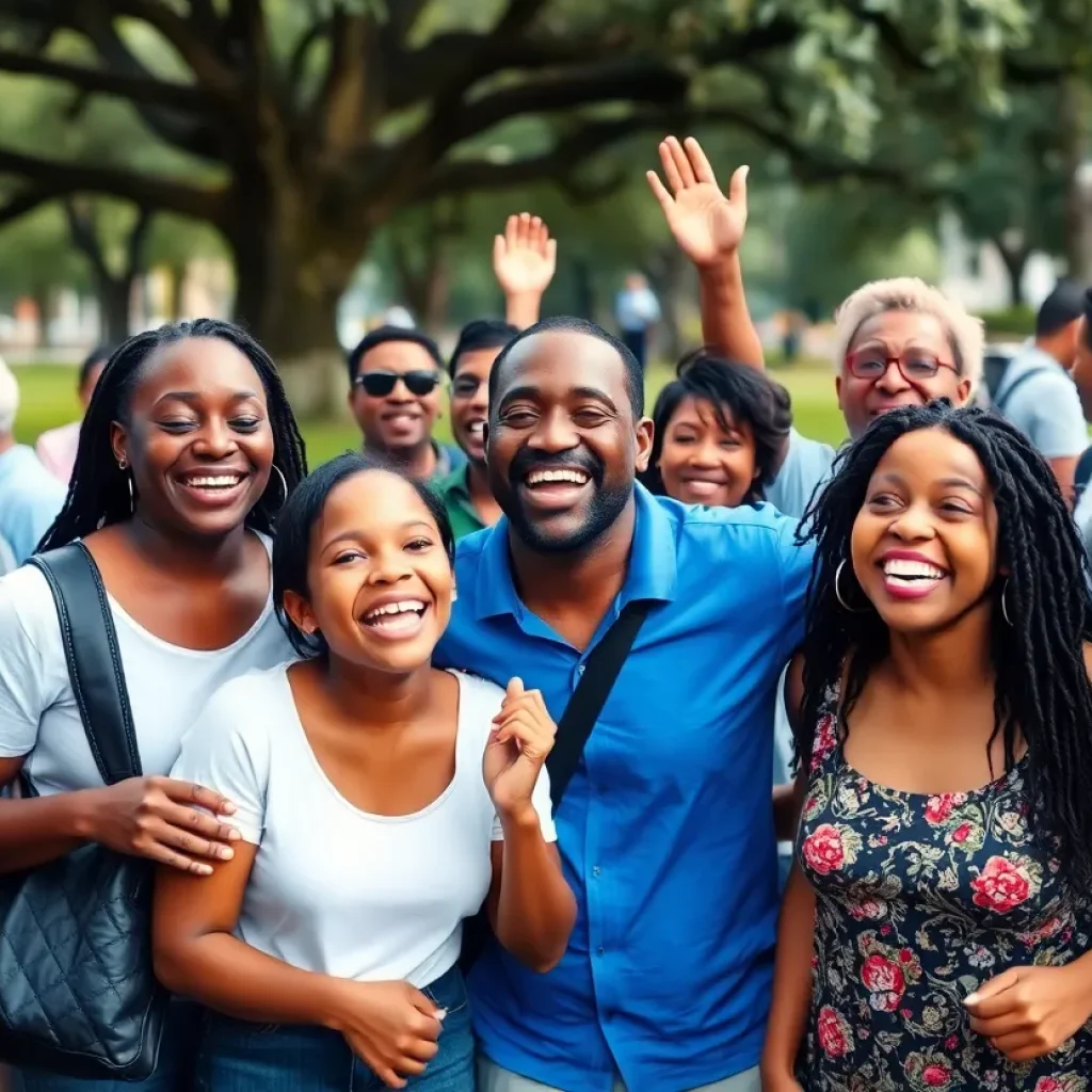 A community gathering celebrating a beloved figure in New Orleans.