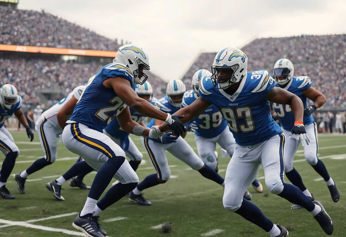 Los Angeles Chargers vs New Orleans Saints football game action
