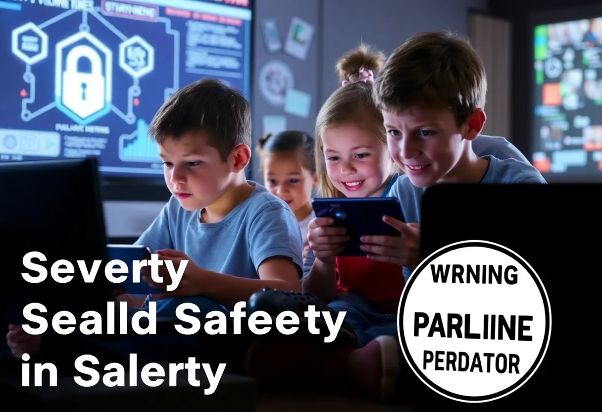 Illustration depicting child safety measures in online gaming environments.
