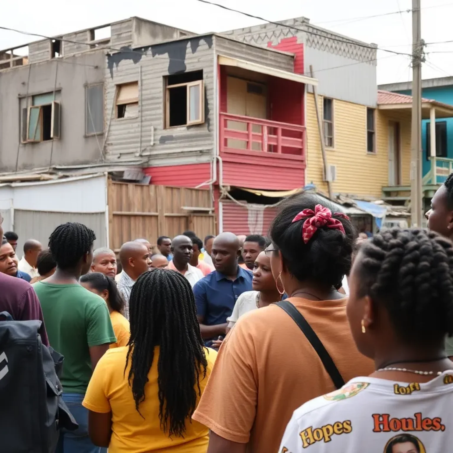 Residents of New Orleans community gathering after Hurricane Katrina