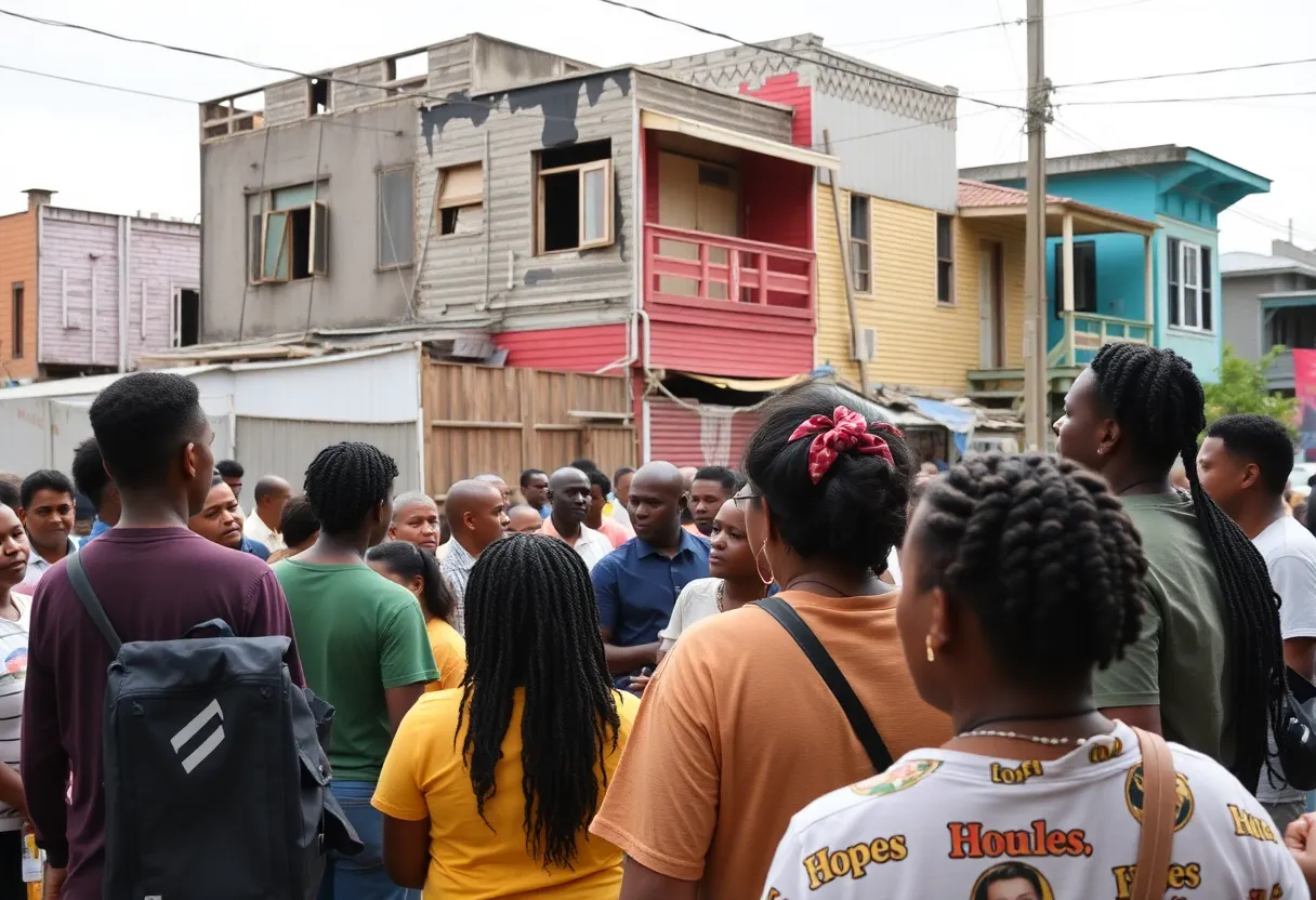 Residents of New Orleans community gathering after Hurricane Katrina