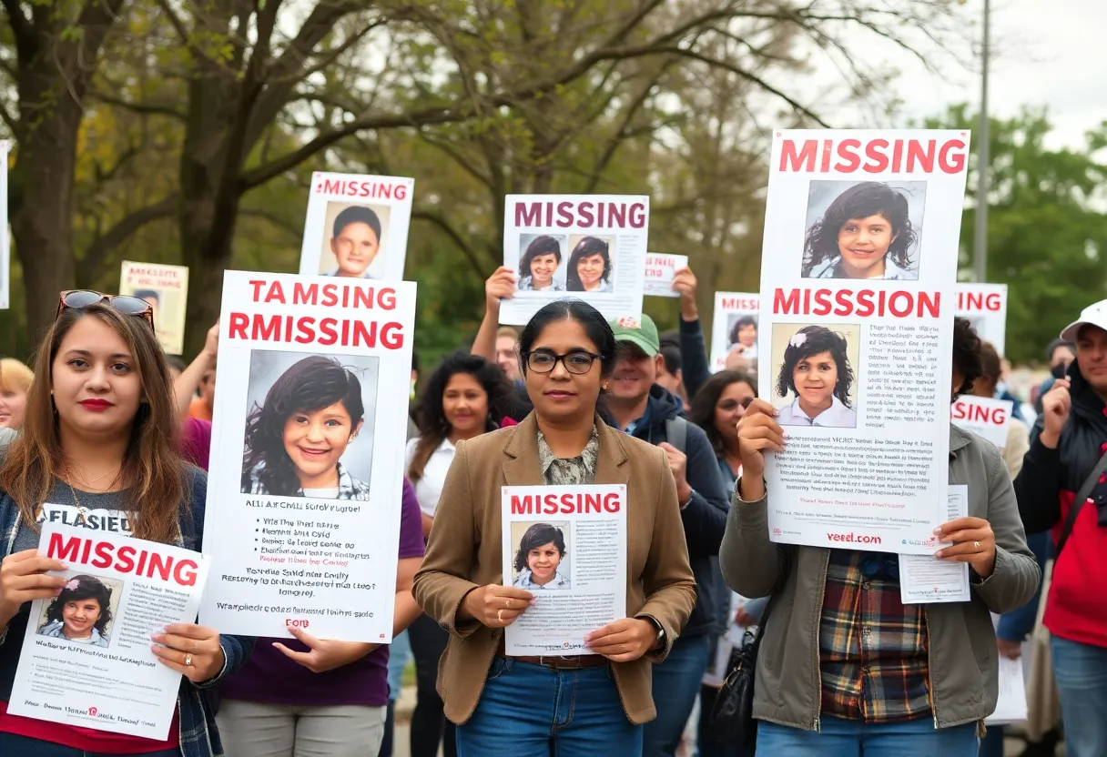 Community gathering to search for a missing child