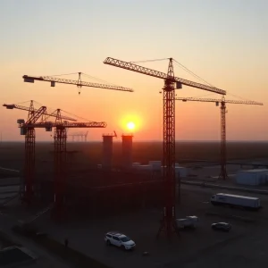 Construction site of gas power plants in northeast Louisiana