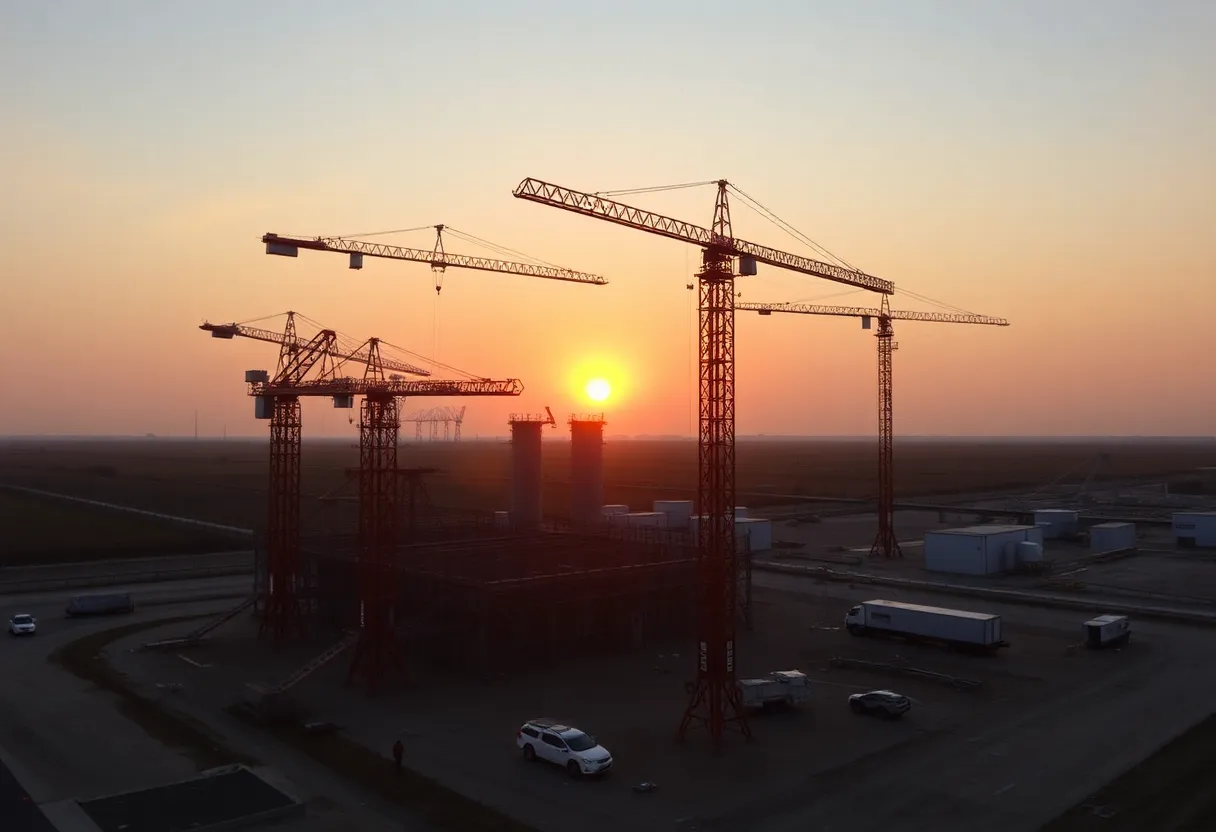 Construction site of gas power plants in northeast Louisiana