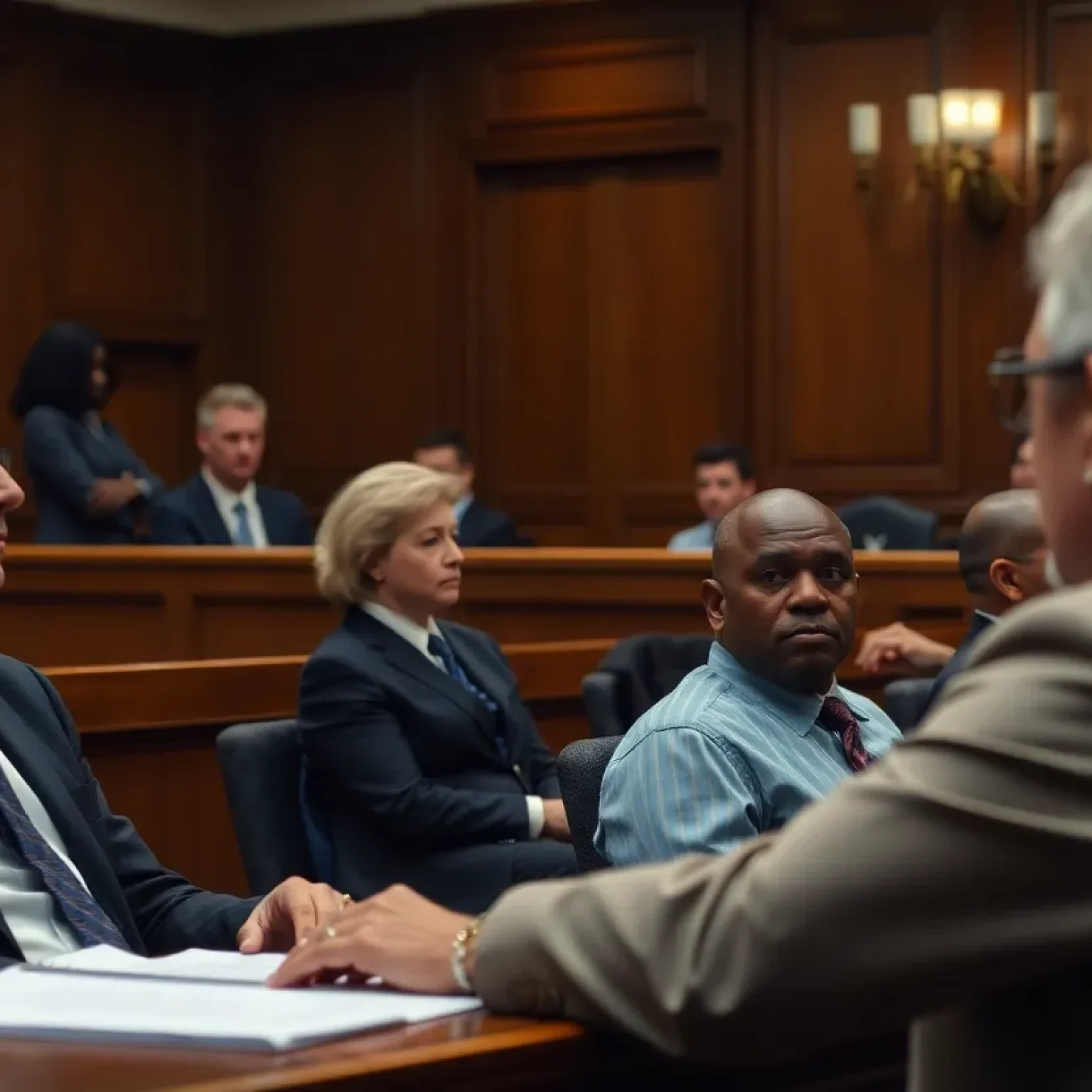 Courtroom during the trial of Horatio Johnson for manslaughter in New Orleans