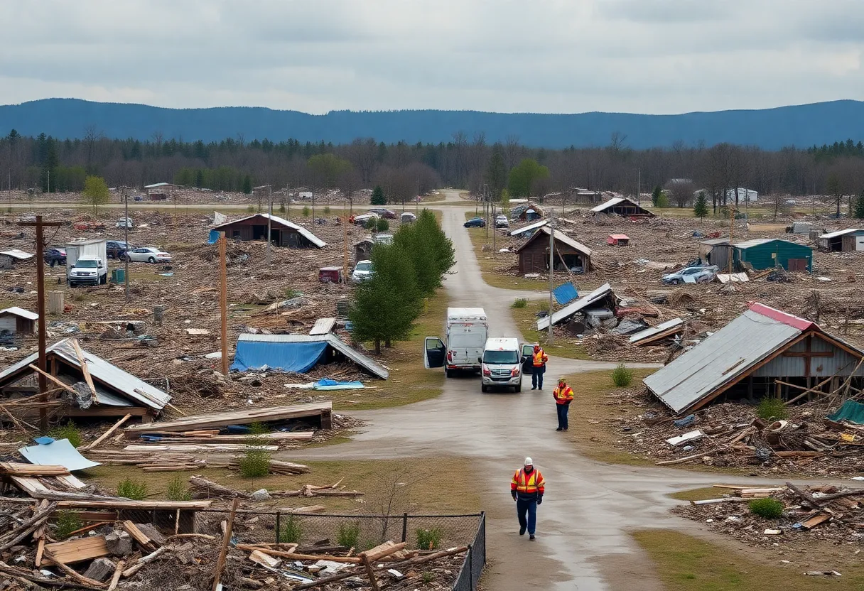 Emergency responders assisting in a disaster-affected area in Louisiana