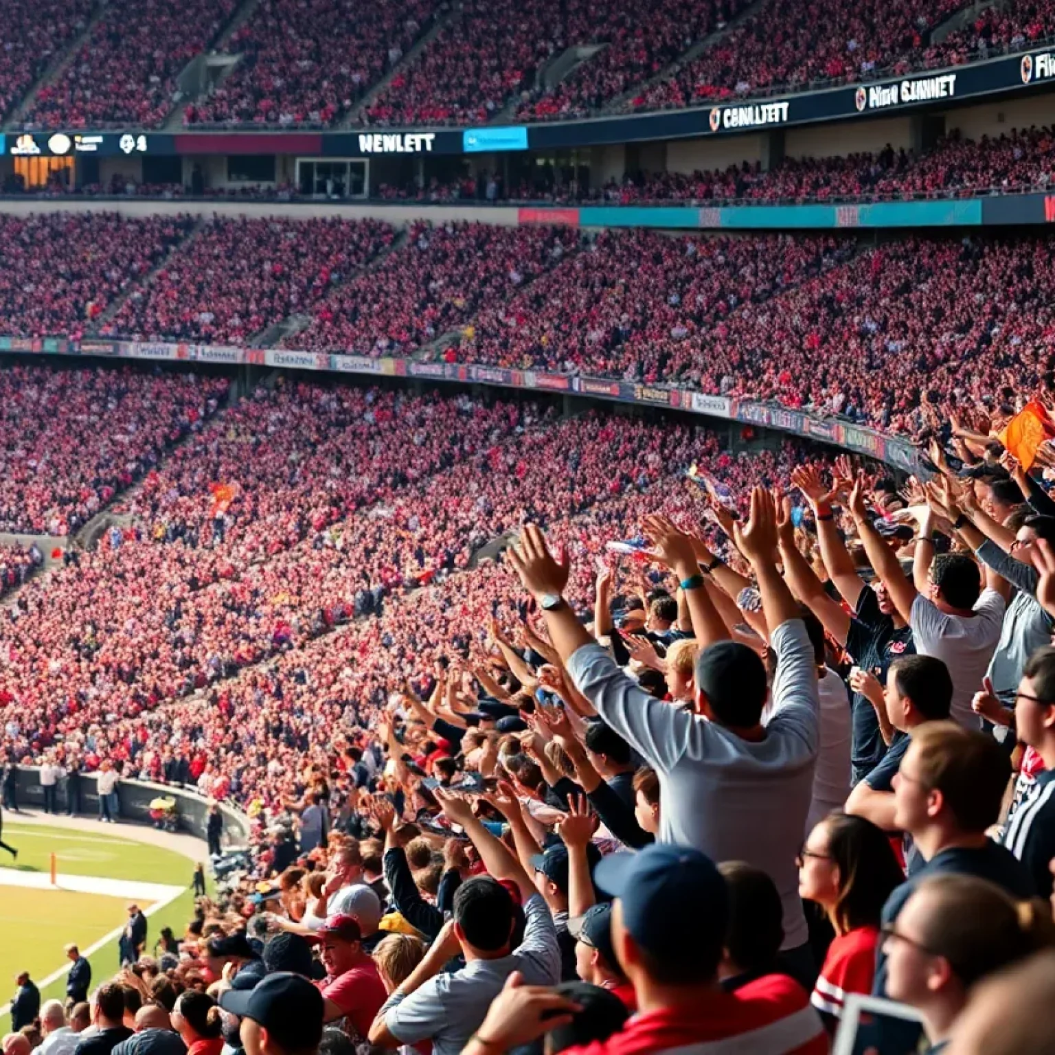 Fans at the Domecoming Game celebrating in the stadium