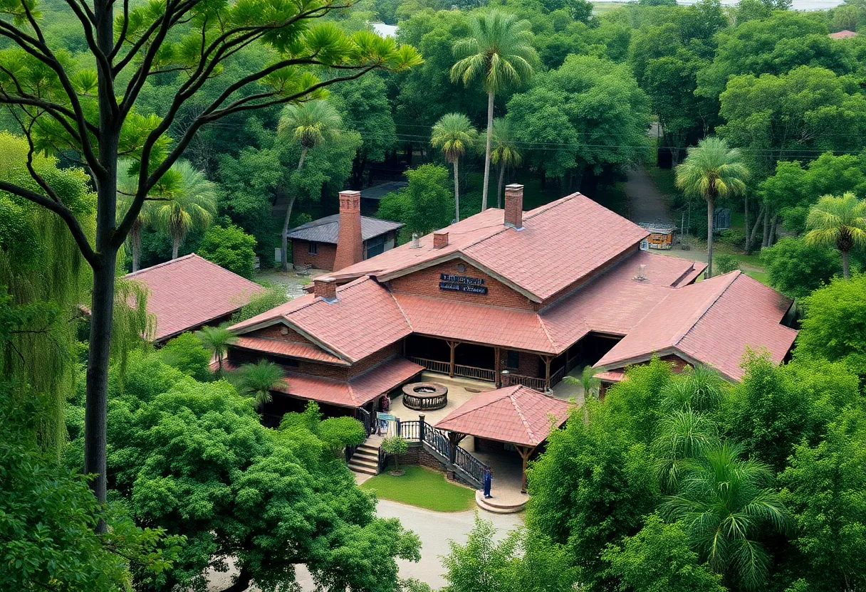 Elmer Chocolate Factory surrounded by greenery