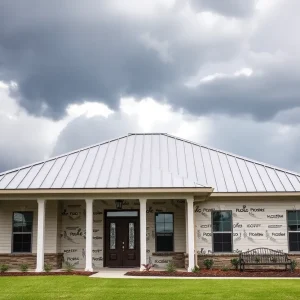 Modern house retrofitted for hurricane resilience in Louisiana
