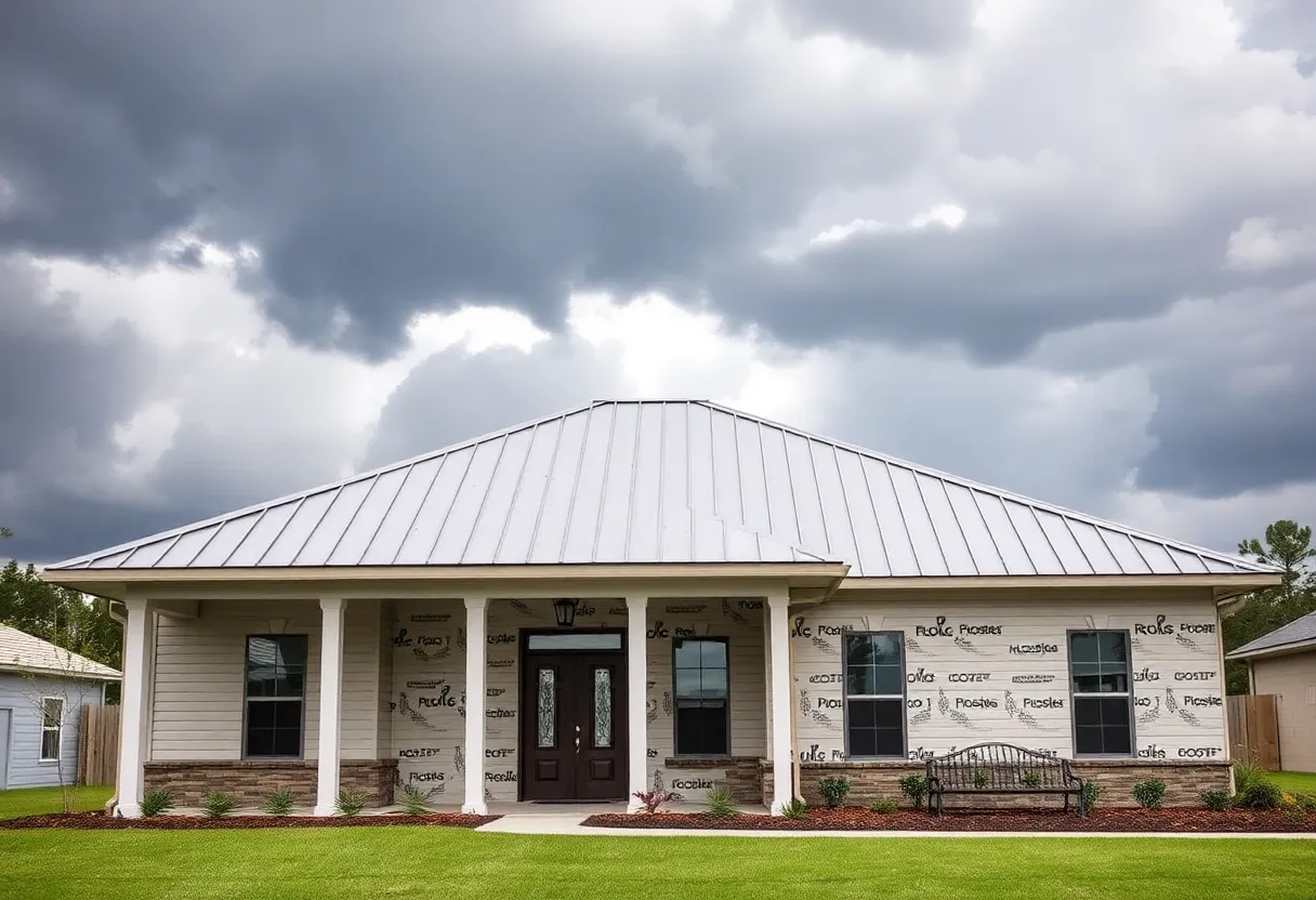 Modern house retrofitted for hurricane resilience in Louisiana