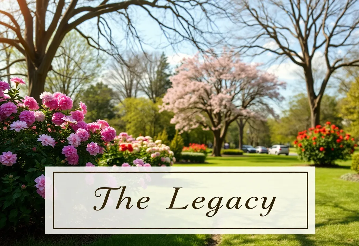 A tranquil garden symbolizing memory and legacy.