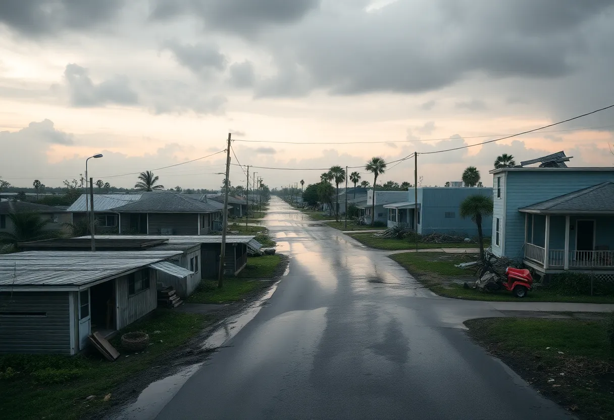 Aftermath of Hurricane Katrina showing flooded streets
