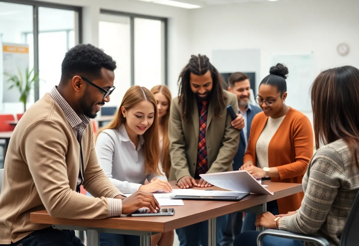 Group of people participating in job training program in Louisiana