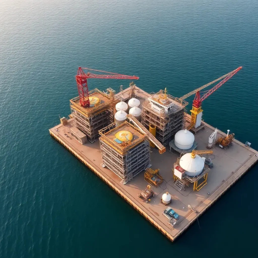 View of an LNG export terminal under construction in Louisiana.