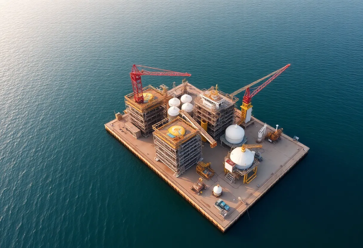 View of an LNG export terminal under construction in Louisiana.