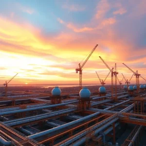 Aerial view of Louisiana LNG project construction site
