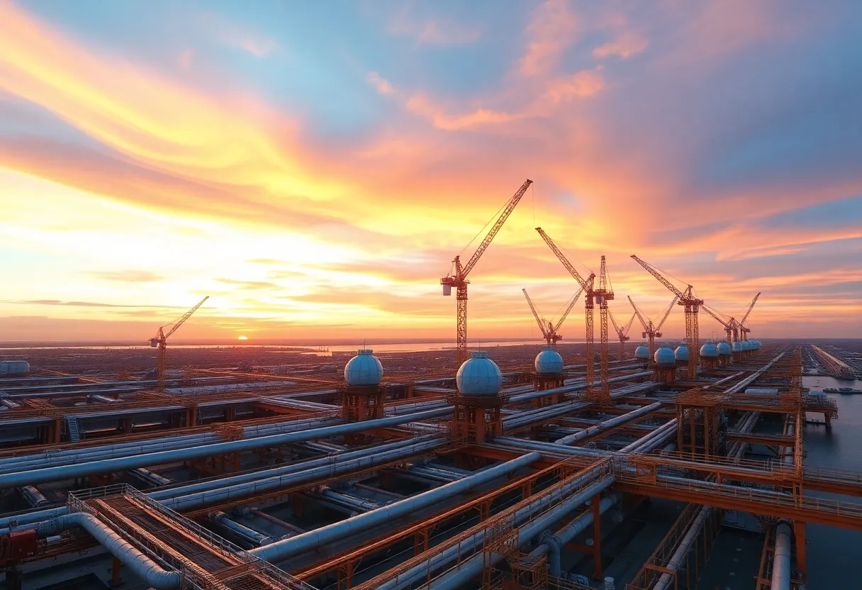 Aerial view of Louisiana LNG project construction site