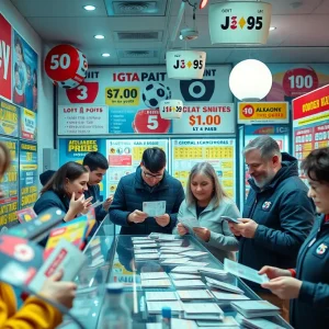 Happy lottery players at a Louisiana Lottery retailer