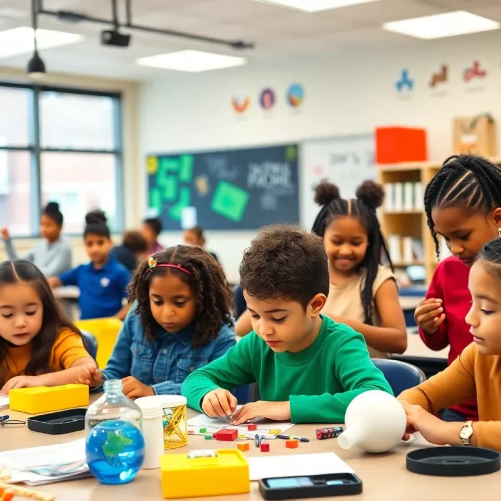 Students participating in engaging educational activities in a New Orleans charter school