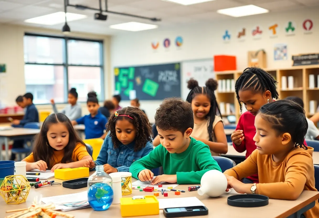 Students participating in engaging educational activities in a New Orleans charter school