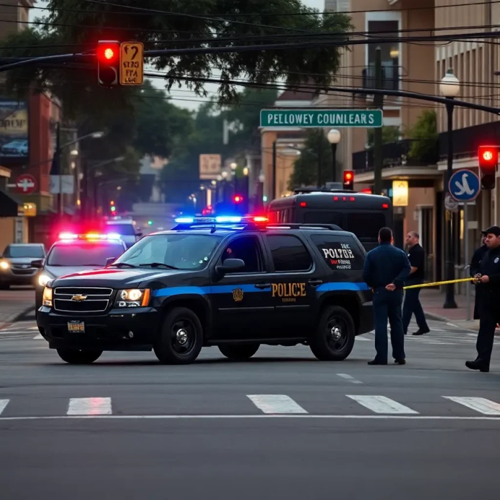 New Orleans intersection with police investigation after a landlord-tenant dispute