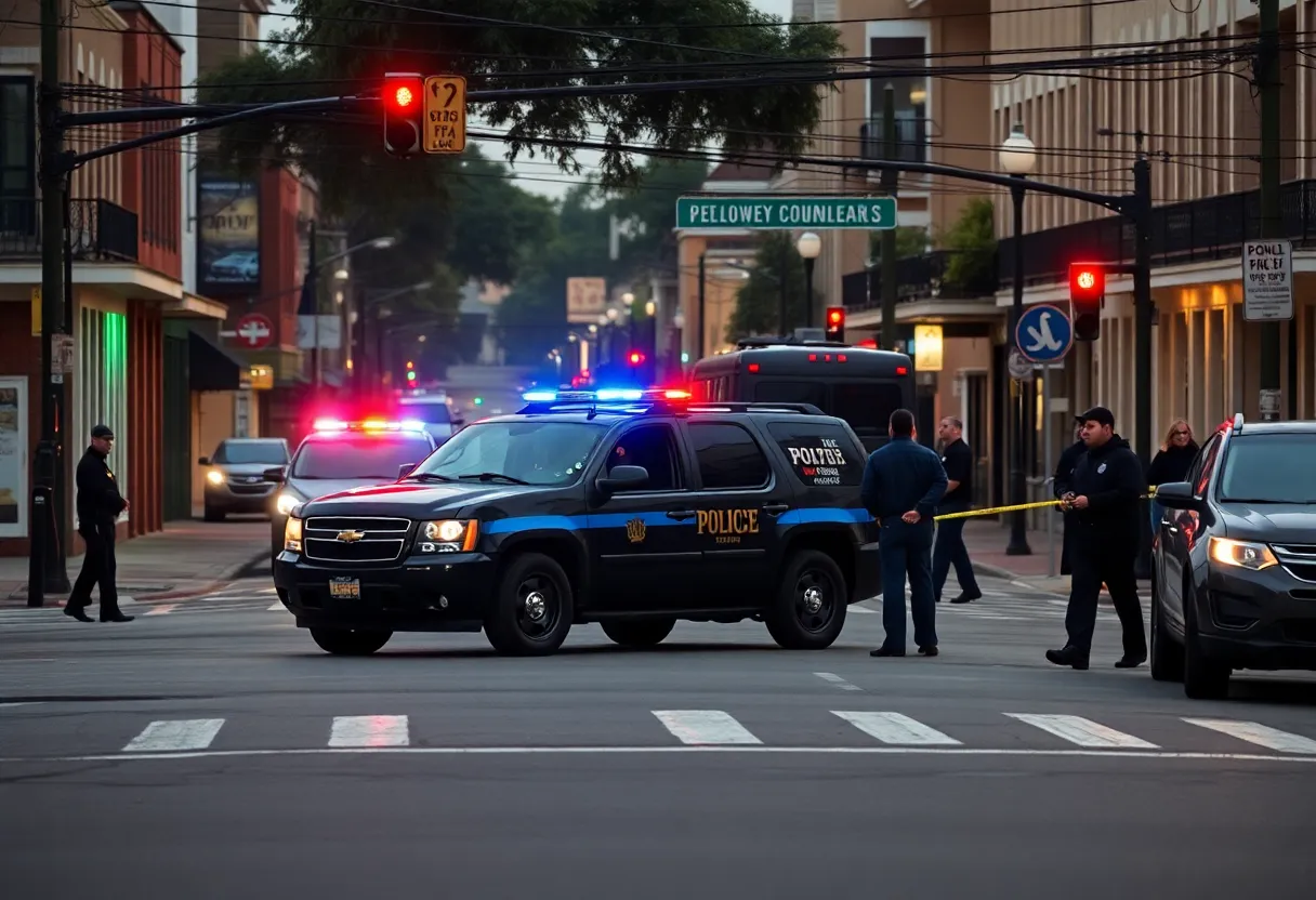 New Orleans intersection with police investigation after a landlord-tenant dispute