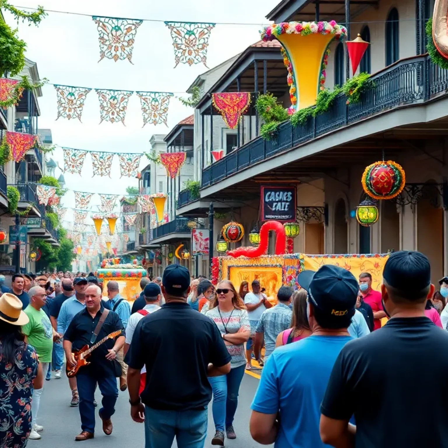 Crowd enjoying a vibrant festival in New Orleans.