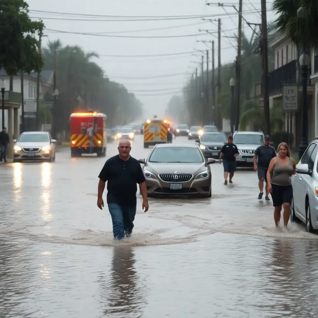 A flooded street in New Orleans impacted by severe storms