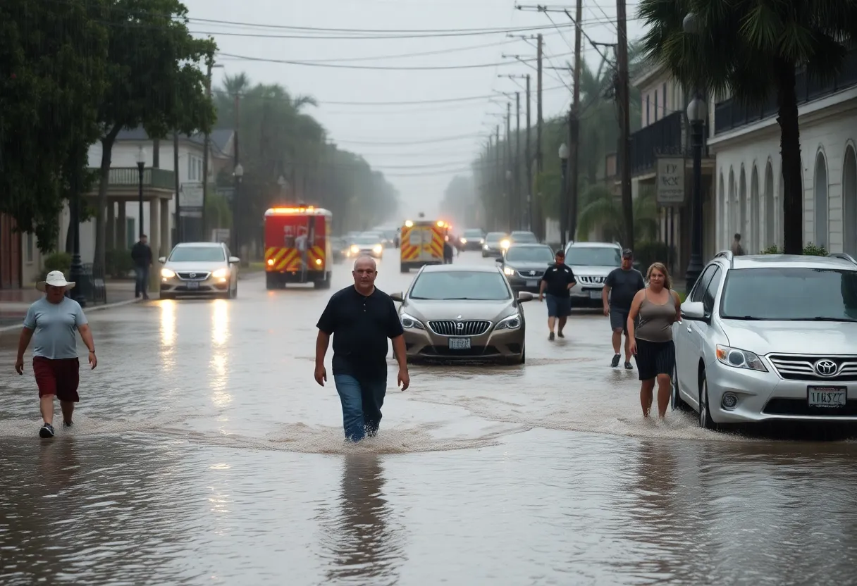 A flooded street in New Orleans impacted by severe storms
