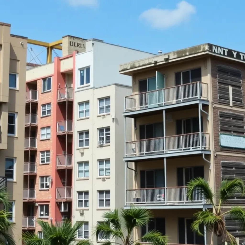 Exterior view of multifamily buildings in New Orleans