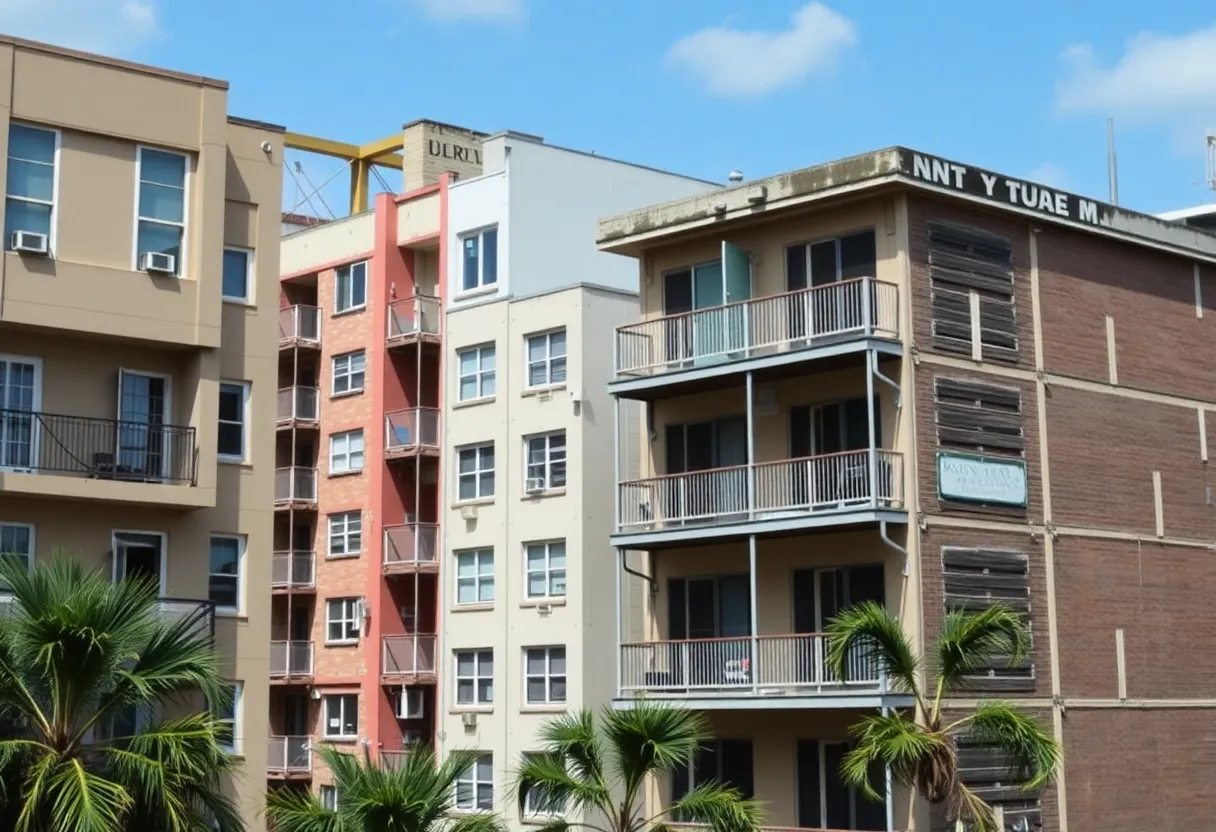 Exterior view of multifamily buildings in New Orleans