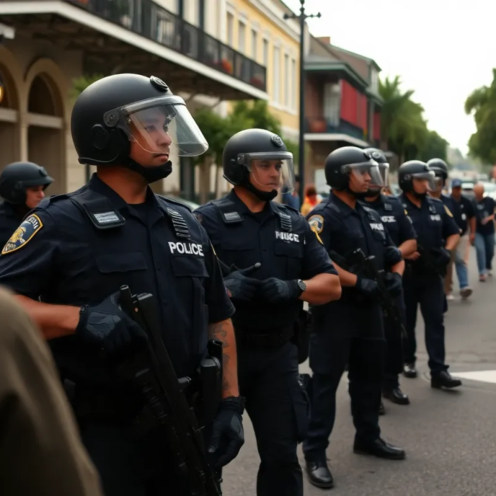 Police officers working in New Orleans