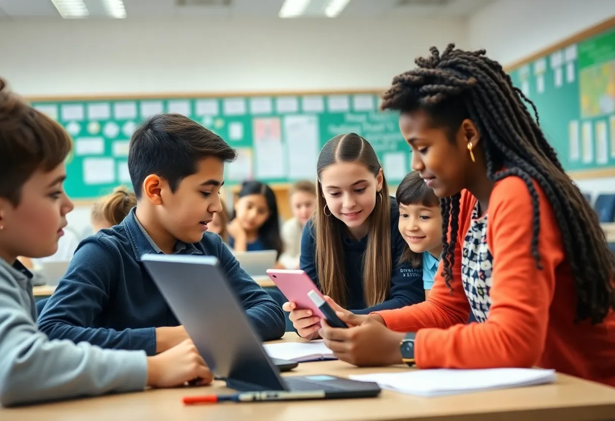 Diverse students engaged in a classroom setting at a private school in New Orleans