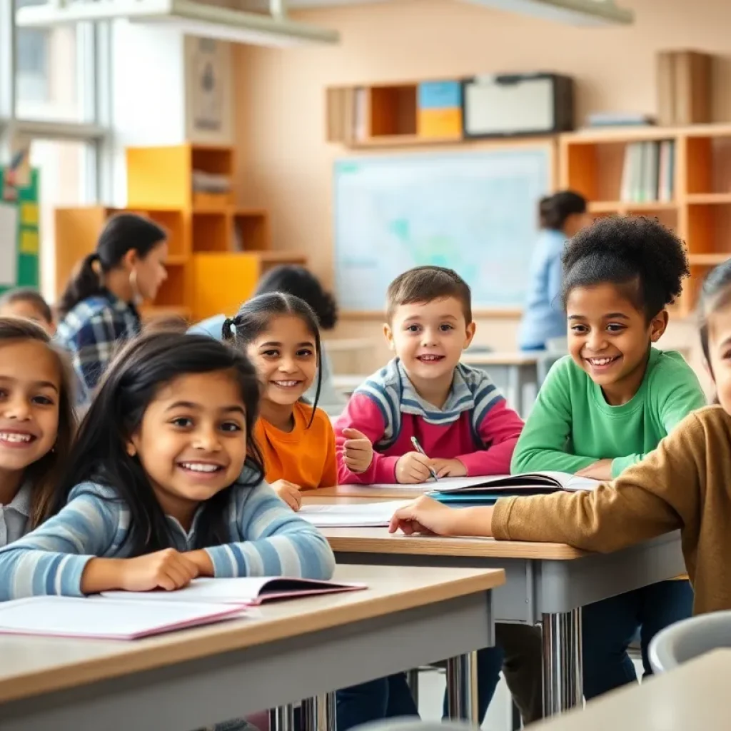 Students in a classroom in a private school in New Orleans