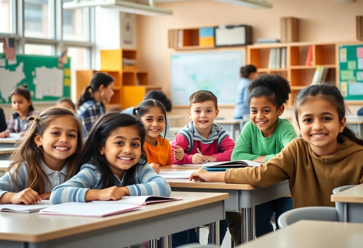 Students in a classroom in a private school in New Orleans
